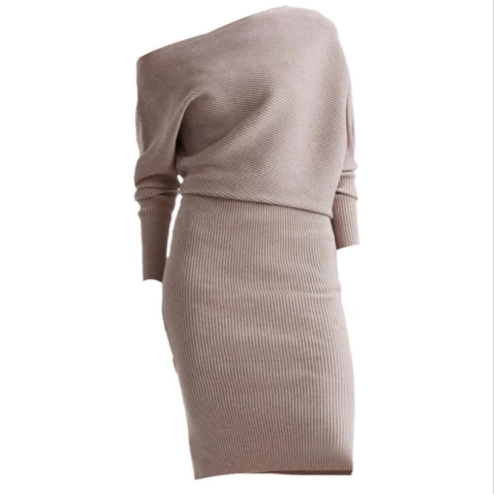 Reiss Lara One-Shoulder Rib Sweater Dress